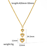 Collier en acier inoxydable avec pendentif cœur en zircon exquis et tendance, plaqué or 18 carats, ensemble d'accessoires élégant et polyvalent, vente en gros