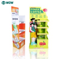 Support d'affichage en carton pliable et recyclable sur pied pour bouteilles de vin et de bière avec 4 étagères - Utilisation en supermarché pour les boissons