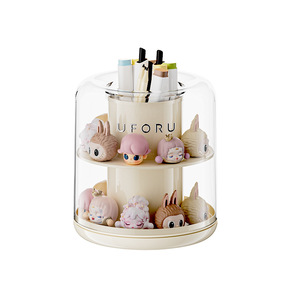 ที่ใส่ปากกาพลาสติกแบบหมุนได้พร้อมกล่องเก็บของแบบมีฝาปิดสำหรับจัดระเบียบโต๊ะสำหรับนักเรียน - Product Image 3