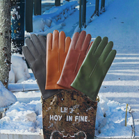 Guantes de Piel de Cordero Genuina de Alta Calidad, Largos, Térmicos, Lisos, para Mujer, Moda de Invierno