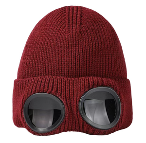 Vendita calda invernale spesso e cappello da sci con occhiali a maglia a prova di vento cappello Unisex pilota Pullover cappello - Product Image 3