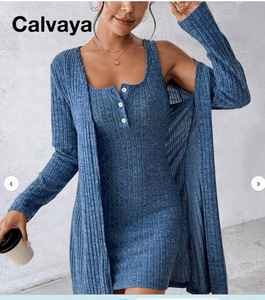 Robe Courte Décontractée Sans Manches en Maille Côtelée Unie Coupe Slim pour Femmes Grandes Tailles – Idéale pour le Dropshipping Shopify - Product Image 6