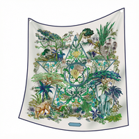 Prix d'usine – Châle pashmina en soie sergée vintage 90x90 cm, style européen et américain, imprimé numérique, écharpe carrée quatre saisons