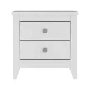 DB DEPOT-Mesita de noche blanca moderna de mediados de siglo, dos cajones de madera maciza con cuatro patas para uso en apartamentos - Product Image 3