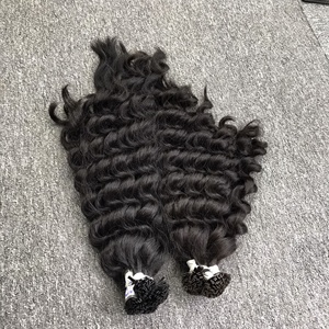 Meilleure vente de haute qualité 30 pouces extensions de cheveux vierges vietnamiennes pointe plate kératine profonde ondulée style ruban confortable machine - Product Image 4