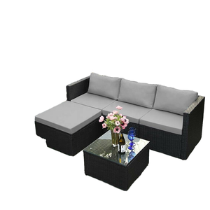Lüks Dış Mekan Mobilyası Rattan Rahat Bölmeli Kanepe Takımı, Veranda Hasır Konuşma Koltuğu, İki Kişilik Kanepe, Bahçe Sehpası - Product Image 6