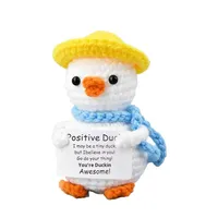 Poupée canard en crochet faite à la main, jouet tricoté avec carte d'encouragement, cadeau de soutien émotionnel pour la décoration de bureau