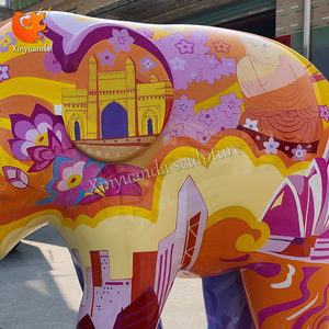 Scultura di Elefante in Vetroresina Dipinta a Colori Personalizzata, Statua Animale Moderna in Stile Graffiti per Decorazione Centro Commerciale - Product Image 3