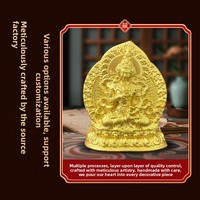 Peinture décorative de bureau Thangka carrée tridimensionnelle peinte à la main, représentant les divinités de la richesse Zha Ji Lam et le Bodhisattva Ksitigarbha