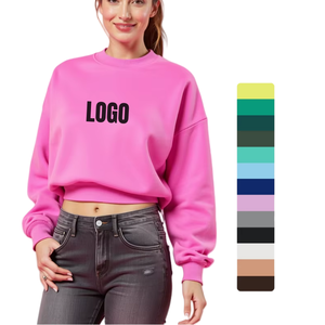 TKAN707 automne/hiver décontracté éponge sweat couleur unie brodé col roulé pull ample col rond 100% coton avant - Product Image 1