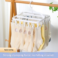 Séchoir à chaussettes pliable en plastique, multi-clip, spécial vêtements de bébé, pour dortoir, balcon, sous-vêtements, avec pinces à chaussettes sans couture