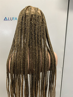 LD005 Perruque en fibre synthétique transparente à 3 brins tressés pour femmes noires, cheveux bouclés extra longs style bohème, en stock, bonnet de perruque respirant