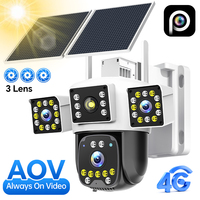 Cámara Solar 4G con Tarjeta SIM Ultra HD de 9MP, Tres Lentes PTZ, Detección de Seguimiento Humanoide, Alarma de Voz, Cámara CCTV Solar