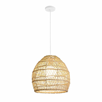 Luzete Lámpara de Techo Moderna de Alta Calidad E27 Inoa con Superficie de Ratán, Luz Suave y Acogedora, Control por Interruptor, Base de Acero, para Hogar u Oficina