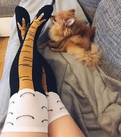 Chaussettes hautes fantaisie en forme de cuisse de poulet, chaussettes longues amusantes en forme de patte de poulet pour fête d'Halloween, vente en gros personnalisée OEM