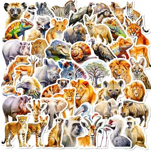 50pcs Realistic Animal PVC Graffiti Waterproof Decorative Sticker Packs For Skateboard Bottle Cup Notebook Luggage Laptop