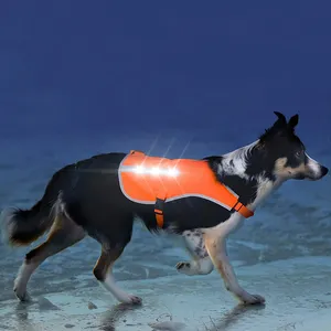 Wildsaver新狗安全背心充电发光二极管灯宠物狗吊带背心网眼，用于夜间行走的宠物安全