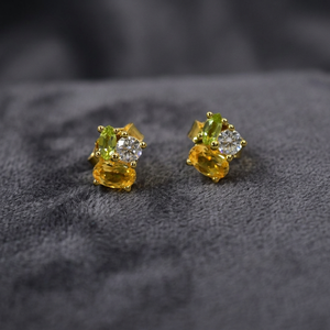 Pendientes Clásicos de Oro de 14K con Citrino Natural y Peridoto, Listos para Enviar, Personalizables para Venta al por Menor, OEM, ODM - Product Image 3