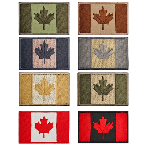 Wholesale Canadian Maple Leaf Flag Embroidered Badges Armbands Felt Fabric Hook Loop for Hats Garments PU for Arm Patches