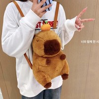 Capybara sac à dos en peluche sac à dos mignon dessin animé poupée sac à bandoulière pour enfants
