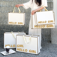 Sacs de luxe personnalisés en carton ivoire sans couture avec logo découpé et poignée, sans pli horizontal, pour chaussures et vêtements