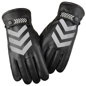 Gants en cuir d'hiver pour hommes doublure en polaire épaissie réfléchissante coupe-vent imperméable pour garde de sécurité Traffic Command Patrol Ski - Product Image 3