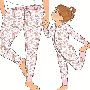 Pijamas de Bambú Retro Vintage Personalizados con Estampado de Tablero de Ajedrez y Lazos, Pijamas de Bambú con Cierre para Bebé con Pantalones Jogger para <span class=keywords><strong>Mujer</strong></span> - Product Image 2