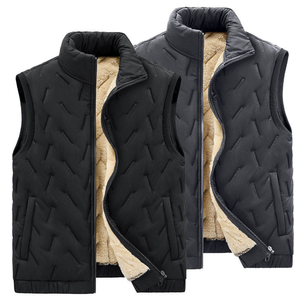 Veste de sport personnalisée pour homme, col montant, en coton pur épais et chaud, style doudoune, avec gilet en lin épais intégré. - Product Image 1