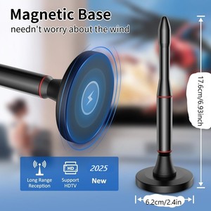 <span class=keywords><strong>Antenne</strong></span> <span class=keywords><strong>TV</strong></span> numérique terrestre HD DVB-T2/DTMB transfrontalière à gain élevé pour intérieur, fixation magnétique, amplificateur 5m UHF VHF - Product Image 2