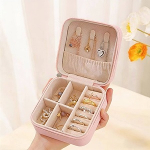 Portable Travel Jewelry Organizer <b>Box</b> Small Leather Jewelry <b>Storage</b> Case with Dividers <b>Mini</b> Jewelry Bag for Travel - Product Image 3