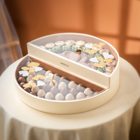 Boîtes d'emballage personnalisées en cuir pour dattes et chocolats de mariage, double couche, avec couvercle transparent semi-acrylique, boîte cadeau pour dattes, bonbons et desserts