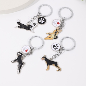 Porte-clés mignon de dessin animé, chien <span class=keywords><strong>teckel</strong></span>, décoration de pied en forme de cœur en métal - Product Image 3