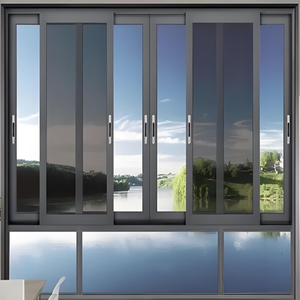 <span class=keywords><strong>Ventanas</strong></span> Modernas con Marco de Aleación de Aluminio con Recubrimiento en Polvo Gris Horizontal, con Pantalla Magnética y Sistema de Deslizamiento de Vidrio Reflectante - Product Image 5