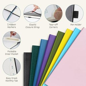 Custom 2025 Weekly Planner <strong>Notebook</strong> Small Size <strong>5</strong>\" X 8\" Hardcover Agenda Monthly Tab 120 GSM Thick Paper Purple Pen Holder - Product Image 2