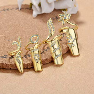 Mode femmes cristal <span class=keywords><strong>ongles</strong></span> couverture anneau luxe Zircon manucure bout des doigts Joint <span class=keywords><strong>faux</strong></span> <span class=keywords><strong>ongles</strong></span> anneaux pour femmes fête bijoux cadeaux - Product Image 4