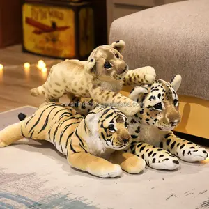 Wholesale 39/48/58cm Custom Simulation Jungle Forest Animal Cute Lion Tiger Leopard Dolls Stuffed Soft Real Like Plush Toy