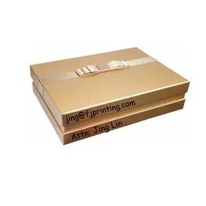 Gouden Folie Op Maat Bedrukt Lint Verpakking Luxe Merk Cadeau Chocolade Verpakking Papieren Doos