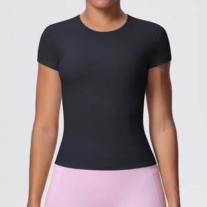 T-shirt de sport décontracté pour femme, manches courtes, très élastique, respirant, pour yoga, course à pied, fitness, grandes tailles, vêtements de sport - Product Image 5