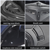 Casque de moto à visière double rabattable en ABS, sécurité intégrale, feu arrière LED pour toutes les saisons