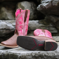 Nouvelles bottes de cow-boy roses à bout carré pour filles, en cuir véritable, chaussures pour femmes, chaussures de désert, bottes de créateur pour femmes