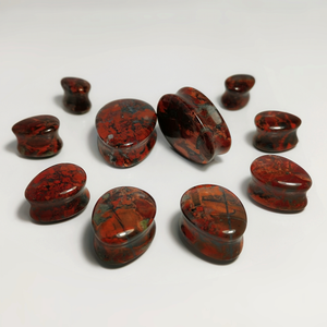 Pendientes de Piedra Natural Jaspe Brechado en Forma de Lágrima, Expansores, Túneles, Joyería para Piercing, Regalo de Moda - Product Image 1