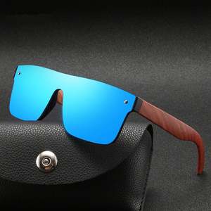 Lunettes de soleil polarisées monobloc effet bois vintage 2025 avec logo personnalisé, protection UV400, pour hommes et femmes - Product Image 2