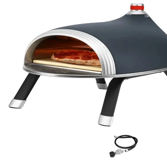 Propane Pizza Oven with Unique Design for Quick Heating Evenly Gas Fired Portable Outdoor Includes 5 Pieces Sets Navy Blue