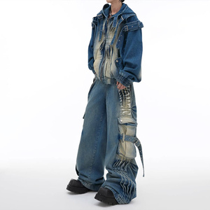 DiZNEW 2024 Custom Vintage Men's <strong>Jeans</strong> <strong>New</strong> Embroidered Wide-leg Pants Perforated Flare Stack Mens <strong>Designer</strong> <strong>Jeans</strong>