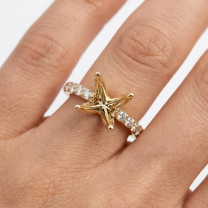 Vente en gros Bijoux fins originaux fabriqués sur mesure en usine 18 carats or jaune massif Bagues de fiançailles en diamant véritable taille brillant pour femmes - Product Image 4