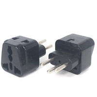 Adaptor Perjalanan Universal 10A 2 Stopkontak Tipe-J Konektor 110-250V Grounding CE untuk Hitam Putih ABS+Tembaga