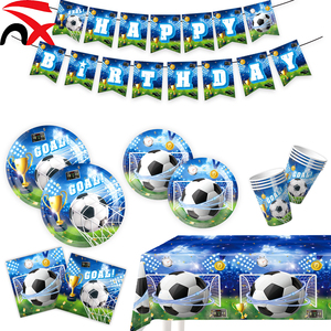Vaisselle <span class=keywords><strong>de</strong></span> fête d'anniversaire sur le thème du football en gros : Assiettes en carton, serviettes, bannières et fournitures <span class=keywords><strong>de</strong></span> décoration pour les matchs <span class=keywords><strong>de</strong></span> football - Product Image 5