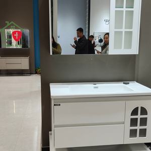 Mueble de baño de pared de estilo europeo, color blanco, con doble cajón y diseño de una sola puerta, gabinete con espejo blanco. - Product Image 3