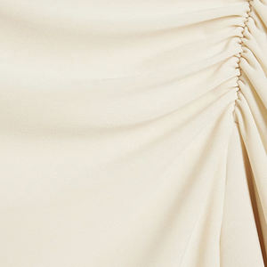 Women Asymmetric Neckline <strong>Dress</strong> Ruched Detailed Skirts Creamy Color <strong>Hanky</strong> <strong>Hem</strong> Shorts <strong>Dress</strong> - Product Image 5