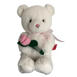 毛绒熊玩具泰迪熊手拿玫瑰情人节泰迪熊毛绒玩具